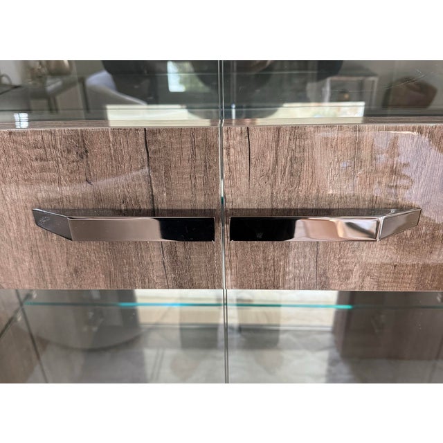 Scandinavian Design Made in Italy Alf Italia Matera 2-Door Curio Oak Veneer Modern Contemporary Curio Cabinet For Sale In Los Angeles - Image 6 of 7