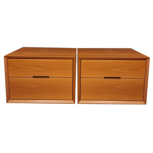 Tan Cherrywood Bedside Tables, Italy, 1980s, Set of 2 For Sale - Image 8 of 8