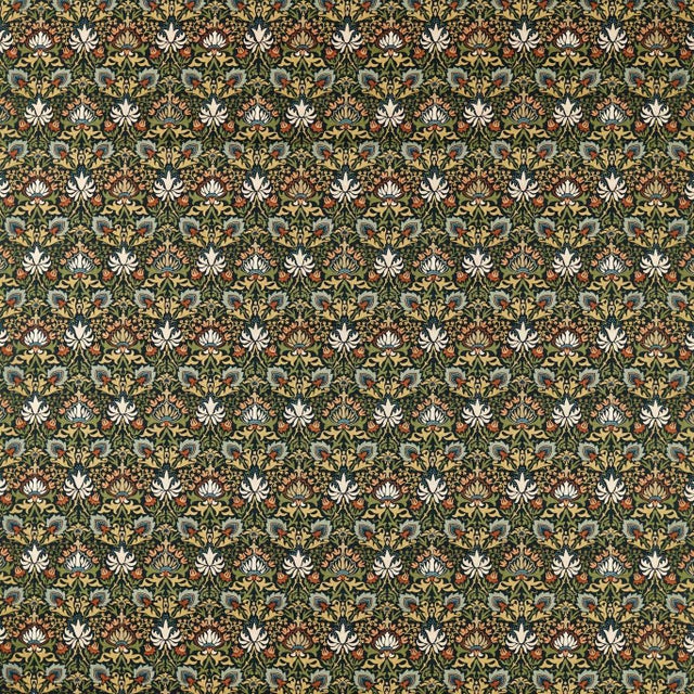 Morris & Co. Meda Iris Fabric in Forest/Russet - a sample For Sale