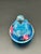 1980s Signed Hand‑Blown Studio Art Glass Perfume Bottle – Blue Swirl With Clear Stopper For Sale - Image 5 of 9