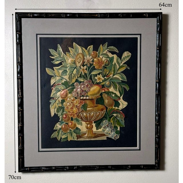 Painting Cutout Oil on Canvas Framed With Faux-Bamboo Wood -03 For Sale - Image 12 of 12