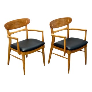 Lane “Acclaim” Walnut & Ash Pair of Armchairs For Sale