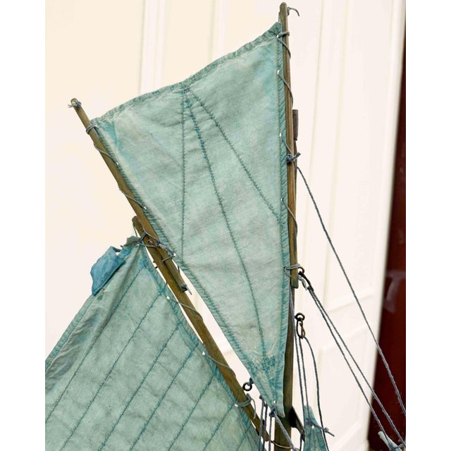 Carved Wooden Gaff Cutter Pond Yacht with original paint. England, circa 1940. For Sale - Image 11 of 11