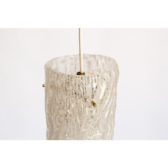 Gold Small Riffle Pendant Lamp in Glass and Brass attributed to Kalmar Franken KG, 1970s For Sale - Image 8 of 10