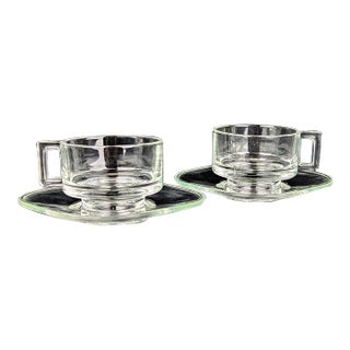 Joe Colombo Arno Italora Glass Coffee Cafe Espresso Cups and Saucers 1960s For Sale