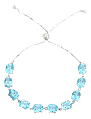 Sterling Silver Blue Topaz Bolo Bracelet by Caratandher- Handcrafted Jewelry