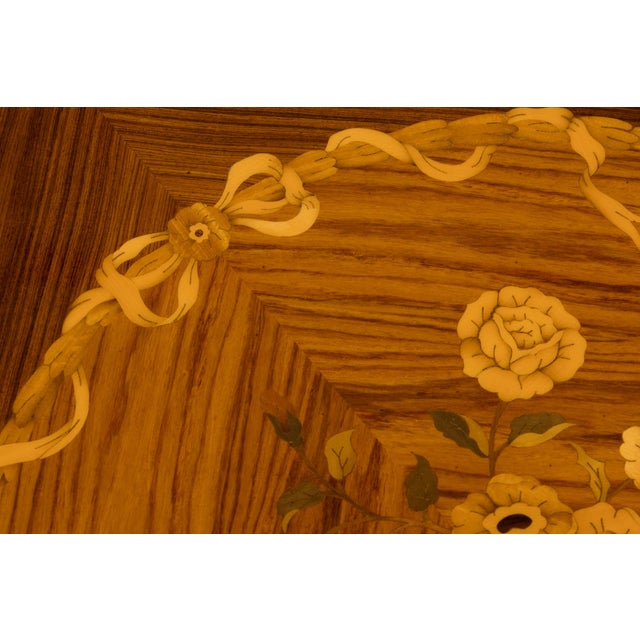 Antique French Louis XVI Style Rosewood Dining Table With Floral Inlay For Sale - Image 10 of 18