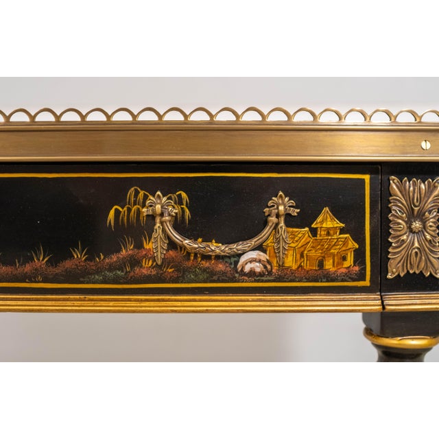 Scarborough House Hand Painted Chinoiserie Ebony & Gilt Gold Console Table For Sale - Image 15 of 18