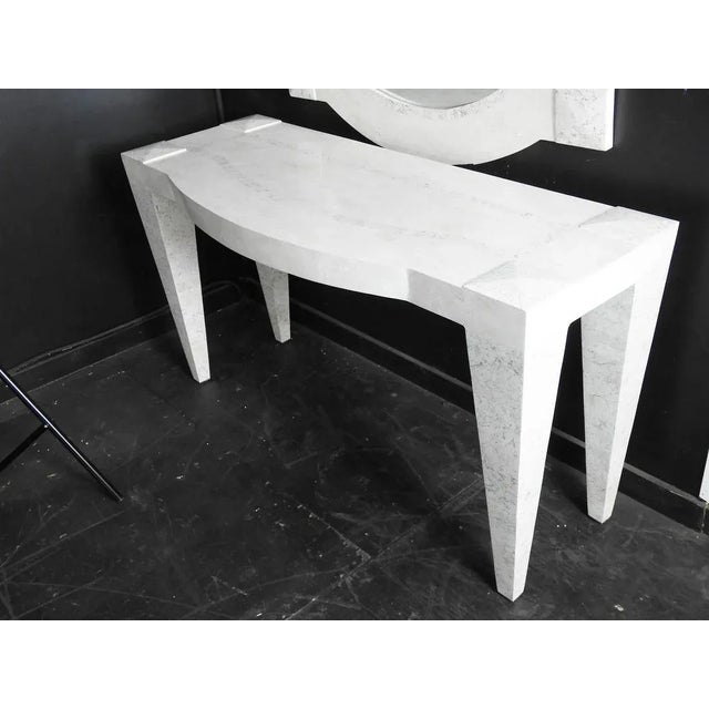 Contemporary Maitland Smith Tesselated Marble Console & Mirror - 2 Pieces For Sale - Image 3 of 10