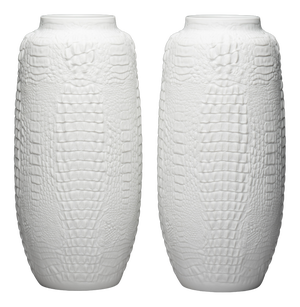 Op-Art Bisque Porcelain Vases with Crocodile Reptile Relief by Manfred Frey for AK Kaiser, 1960s, Set of 2