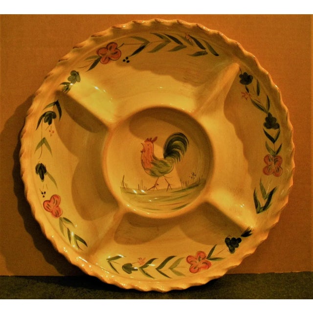 Contemporary Vintage Handpainted Rooster Serving Platter For Sale - Image 3 of 13
