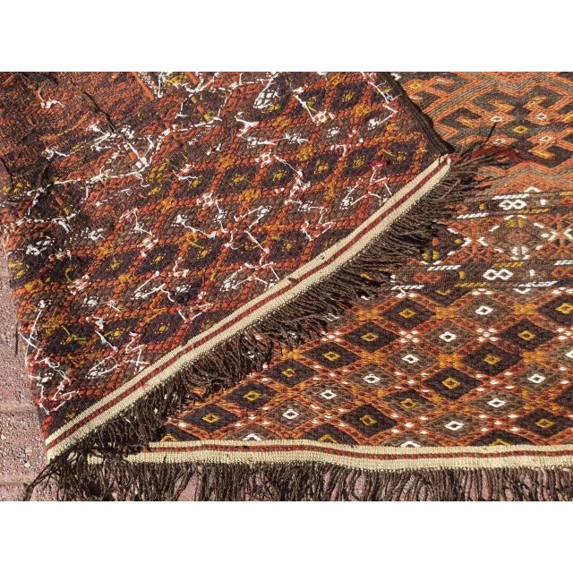 1950s Vintage Brown Soumak Kilim Rug, 142" X 79" For Sale - Image 10 of 11