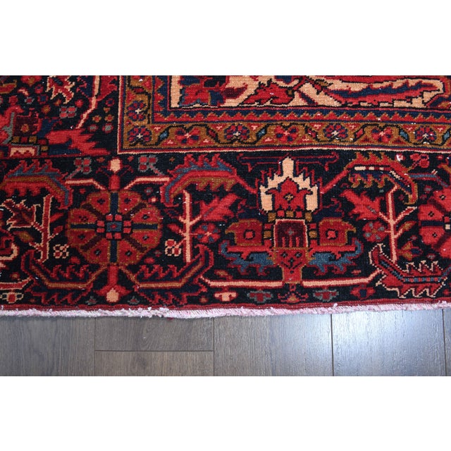 1960s Vintage Persian Handmade Wool Cotton Red Area Rug For Sale - Image 10 of 11