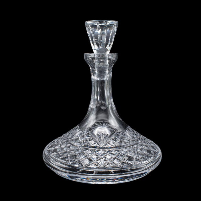 Glass Vintage Ships Decanter & Glass Duo, English, Crystal Glass, Brandy, Rum, Whiskey - 3 pcs For Sale - Image 7 of 12