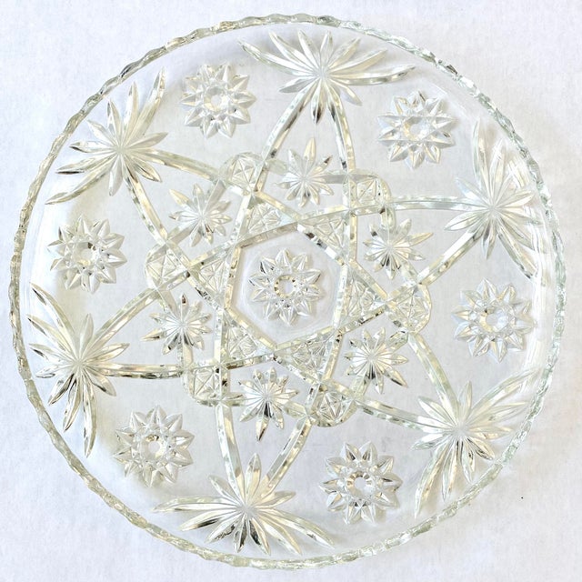 Star of David Cut Glass Platter by Anchor Hocking Circa 1950s For Sale - Image 9 of 9