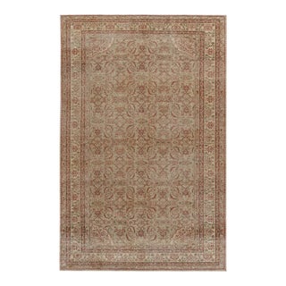 Vintage Turkish Rug in Green With Red Herati Floral Pattern, From Rug & Kilim For Sale