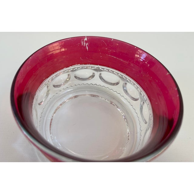Glass Art Deco Vintage Cranberry Red Fruit Bowls - Set of 4 For Sale - Image 7 of 9