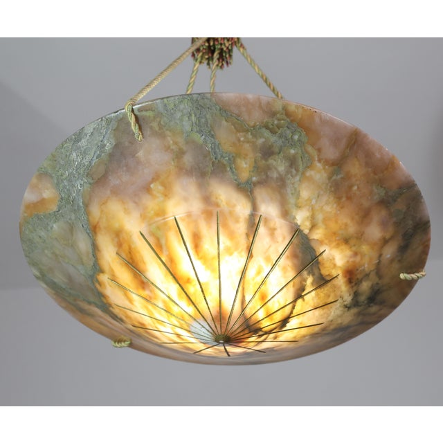 Antique Art Decò Liberty Alabaster Chandelier For Sale - Image 6 of 18