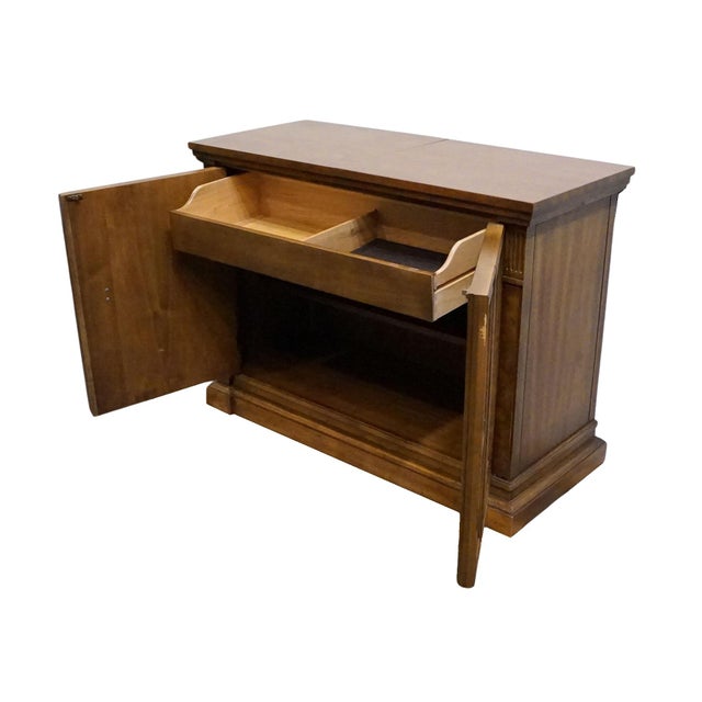 Drexel Furniture Walnut Italian Neoclassical Tuscan Style 60" Slide Top Server Buffet For Sale - Image 13 of 18