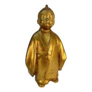 Japanese Gilt Metal Okimono "Selflessness Child", Circa 1975