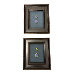 Pair of Antique Black Basalt Framed Intaglios-Italian 19th Century