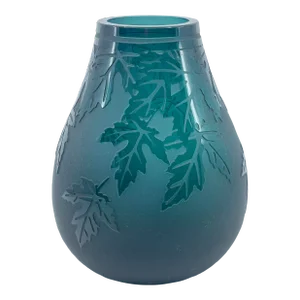 Ken Benson for Pilgrim Glass Cameo Art Glass Vase, Oak Leaf