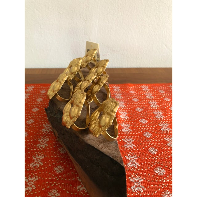 Gumps Vintage Gump's Stamped Metal Matte Gold Vegetables Napkin Holders 16 For Sale - Image 4 of 7