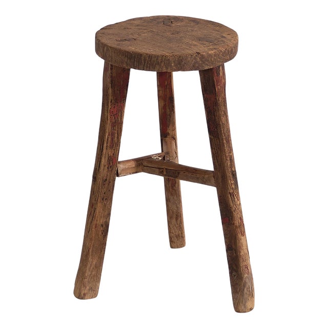 Antique Primitive Style Round Stool, 1900 For Sale
