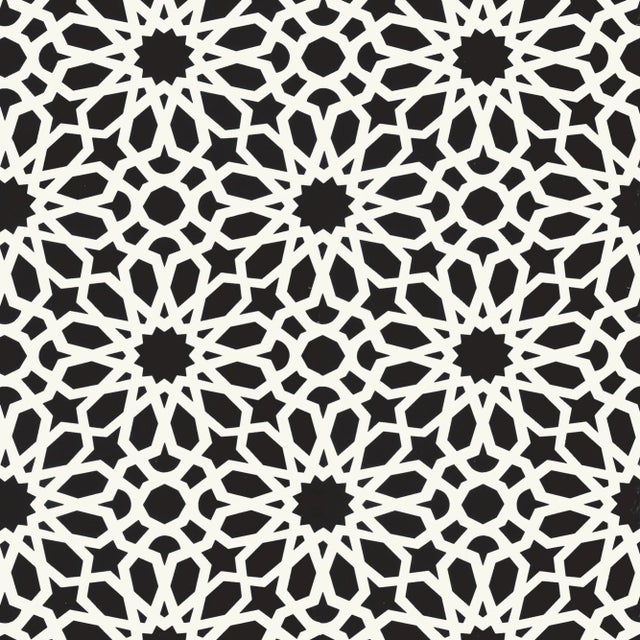 Sample - Schumacher X Martyn Lawrence Bullard Agadir Screen Wallpaper in Noir For Sale