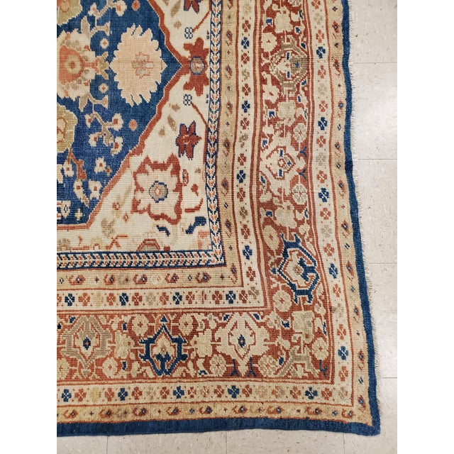 Antique Persian Sultanabad Carpet, Handmade Oriental Rug, Light Blue, Terracotta For Sale - Image 12 of 18