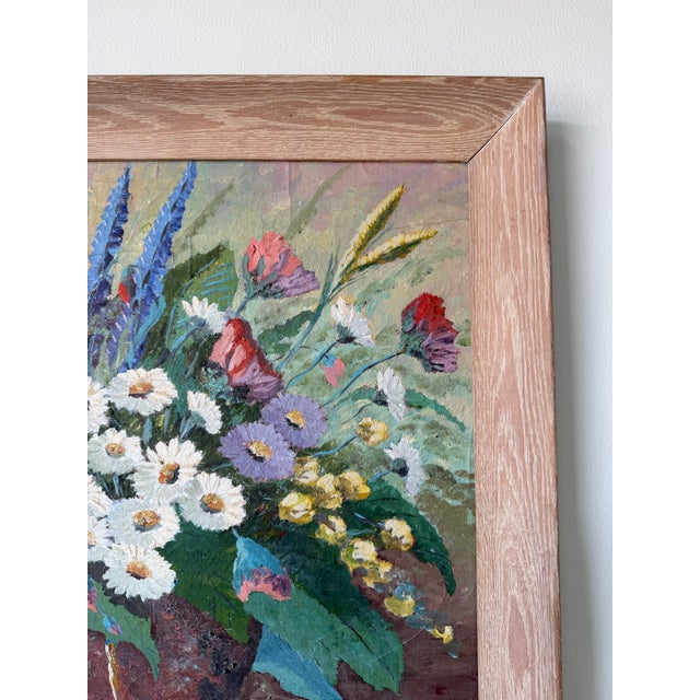 Wood 1960’s Vintage Floral Still Life Oil on Canvas Painting, Signed For Sale - Image 7 of 12