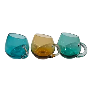 Vintage Set of 3 Multicolour Glass Cups