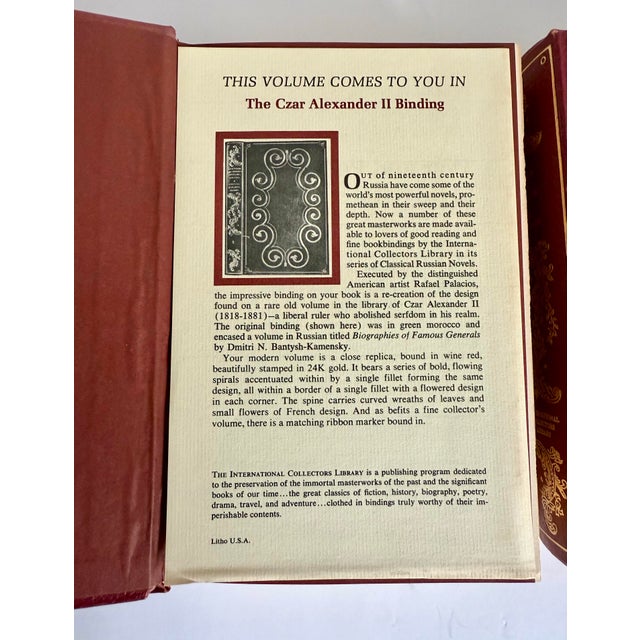 Vintage International Collectors Library Tolstoy Book Set – Anna Karenina & War and Peace in Red Leather For Sale - Image 4 of 12