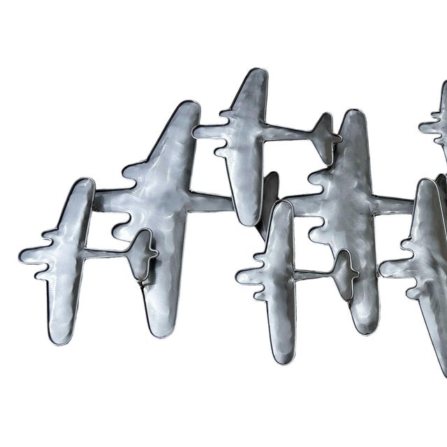 1990s Postmodern Brush Steel Airplane Fighter Plane Wall Sculpture by Artisan House For Sale - Image 5 of 11