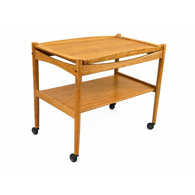 Oak Serving Trolley with Tray by Poul Hundevad, Denmark, 1960s For Sale - Image 18 of 18