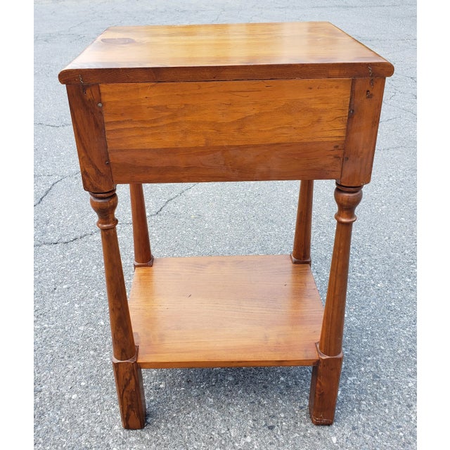 Mid-Century Hand-Crafted Refinished Solid Pine Two-Tier Single Drawers Side Table For Sale - Image 4 of 7