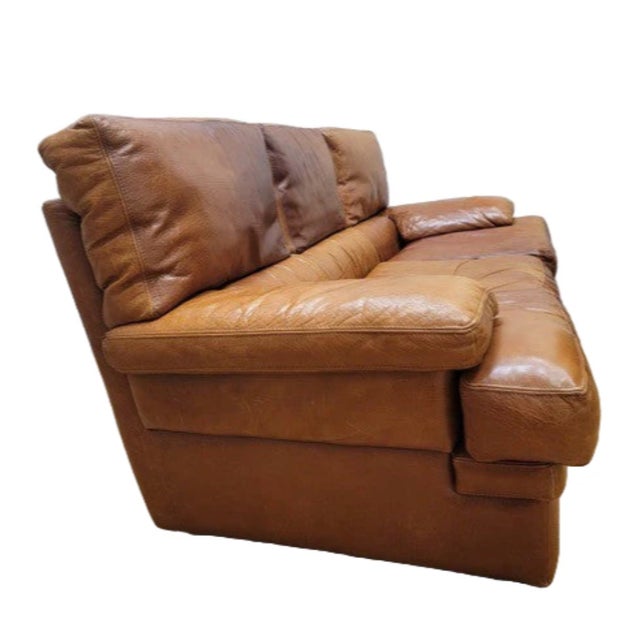 Mid 20th Century Vintage Italian Distressed Leather Sofa For Sale - Image 5 of 7