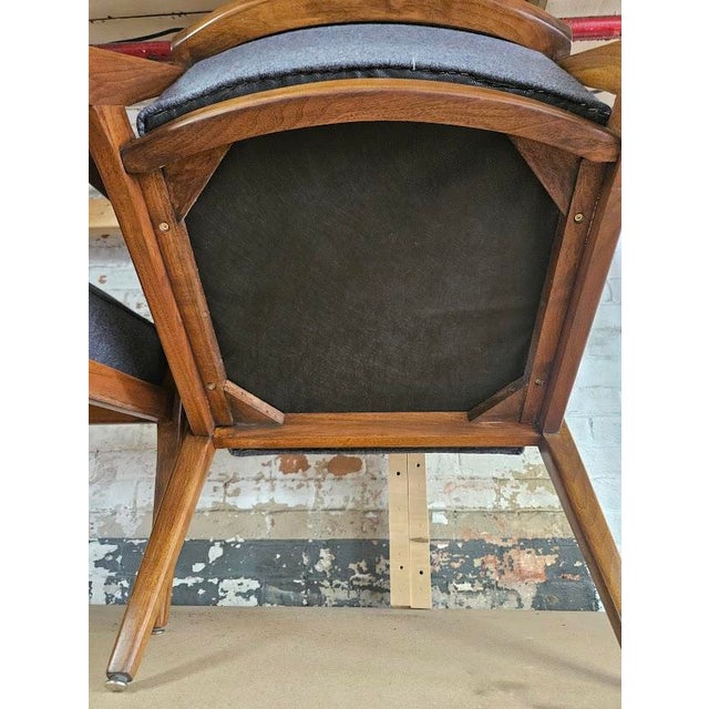 Wood Pair of Mid-Century Modern Accent Chairs - Gray (New Fabric) For Sale - Image 7 of 8
