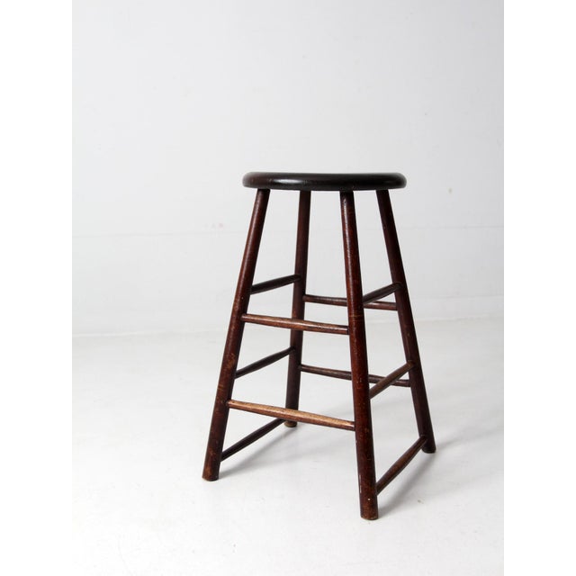 Brown Antique Wooden Stool For Sale - Image 8 of 12