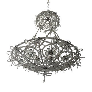 1920s Bows Maison Bagues Style Italian Beaded Crystal Chains Chandelier For Sale