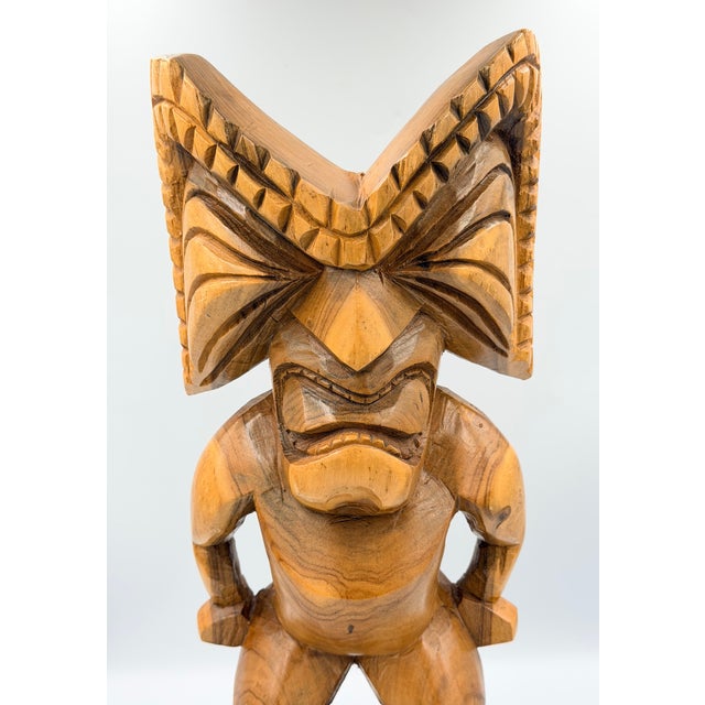 Tribal Vintage Tiki Totem Ku God of War Strength and Family Hand Carved Sculpture For Sale - Image 3 of 9