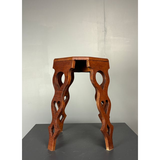 Mid-Century Modern French Artisanal Octagonal Hand Crafted Stool, 1950s For Sale - Image 6 of 12