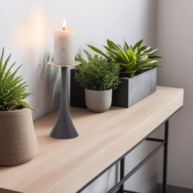 Gray Jordan Aluminum Pillar Candle Holder For Sale - Image 8 of 8