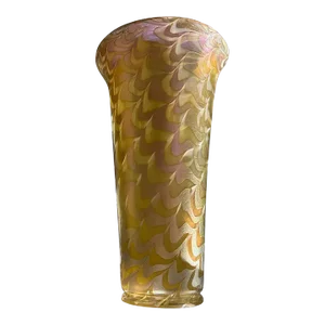 1920s Large American Durand Iridescent Glass Snakeskin Pattern Torchiere Lamp Shade