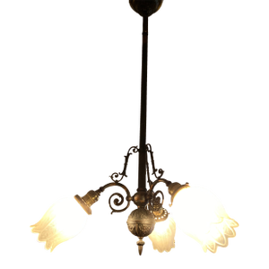 3 Light Antique Japanned Copper Electric Chandelier