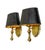 Chique set of 70’s Wall Lights in Golden Brass with Faux Leather dark brown oval lampshades. Made by Herda Lamp Atelier...