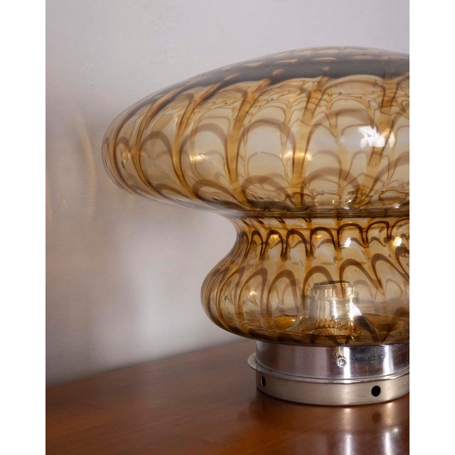 1970s Vintage Italian Amber Murano Glass Table Lamp, 1970s For Sale - Image 5 of 10