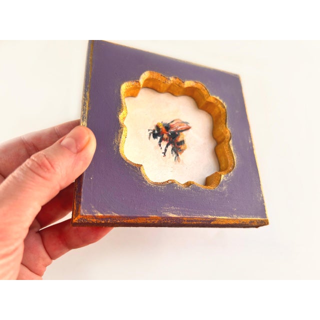 2020s Framed Insect Painting Original Small Bumble Bee Framed Art Tiny Wall Victorian For Sale - Image 5 of 10