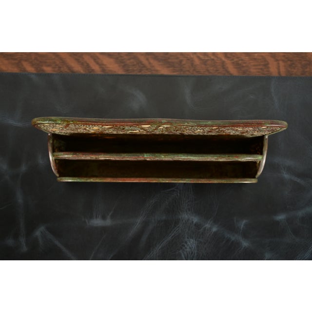 Early 20th Century Tiffany Studios New York Grapevine Pattern Bronze and Favrile Slag Glass Letter Rack For Sale - Image 5 of 14