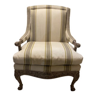 Sherrill Striped Wood Frame Chair For Sale